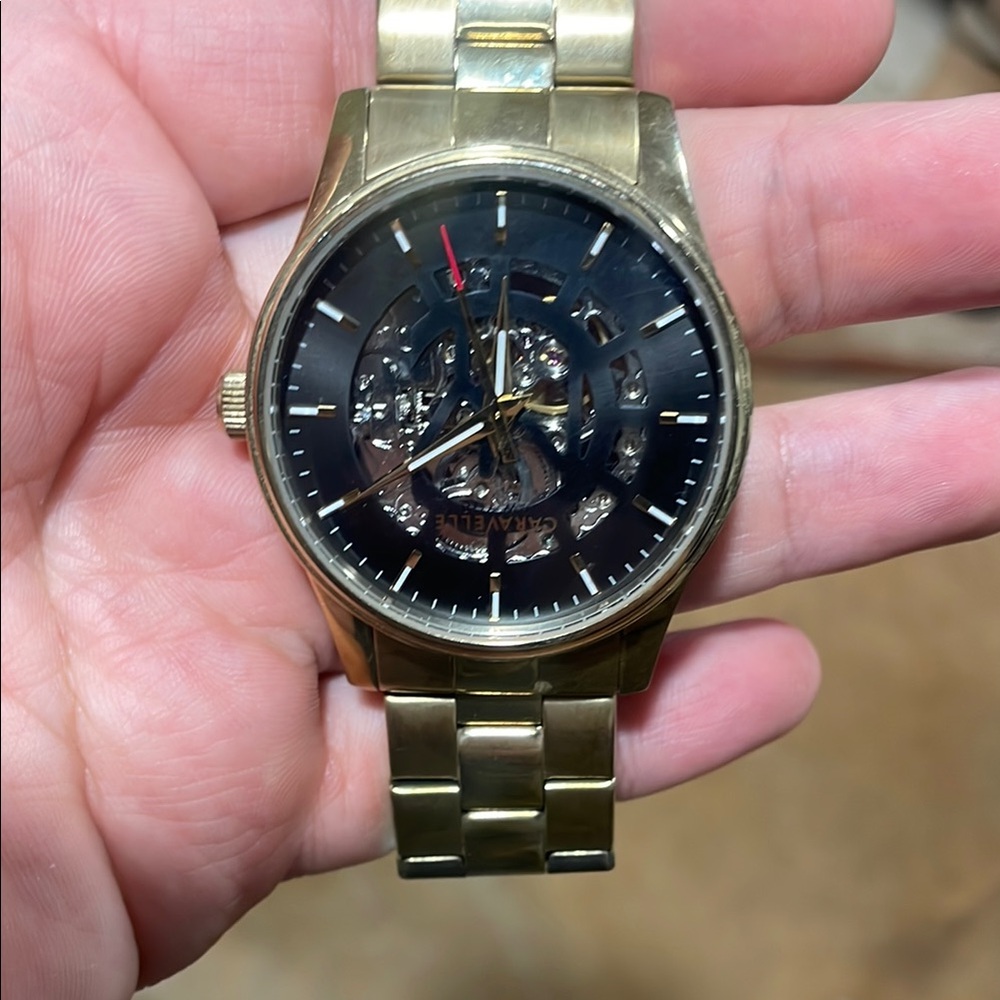 Gold Skeleton Dial Watch